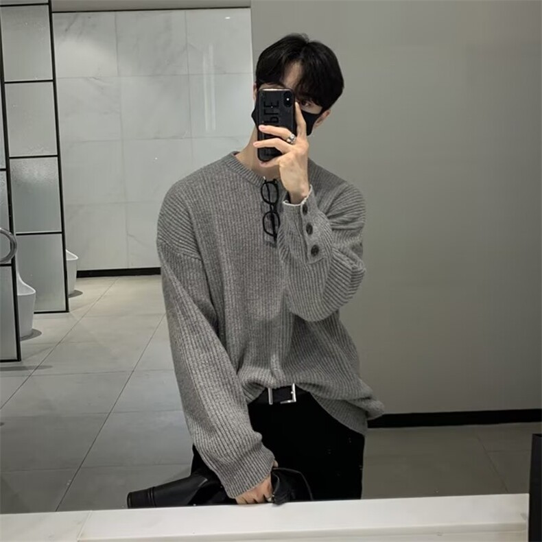 毛衣男款冬季慵懒风高级感圆领百搭打底衫潮流毛线衣MB46,男装T恤,星座1116A（原606A-3）