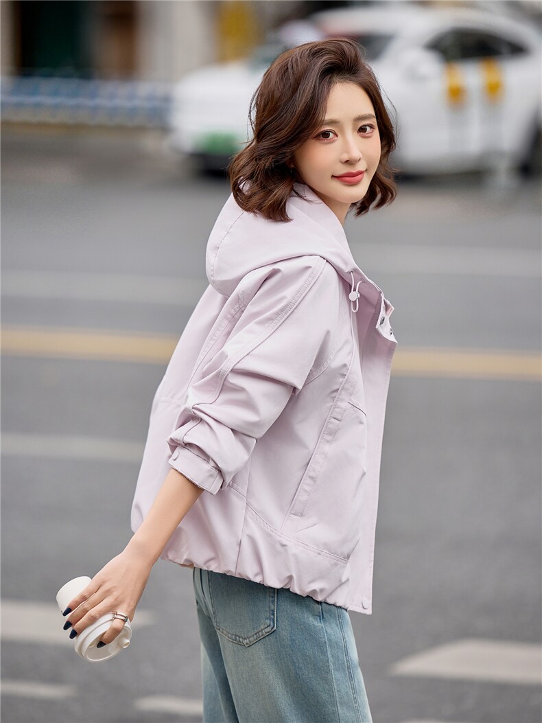 小个子短外套女2026年春季户外爬山出游防风冲锋衣外套,女装短外套,悦祺