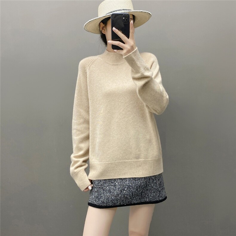 2025百搭时尚简约插肩半高羊绒衫，女装羊绒衫，国旺羊绒
