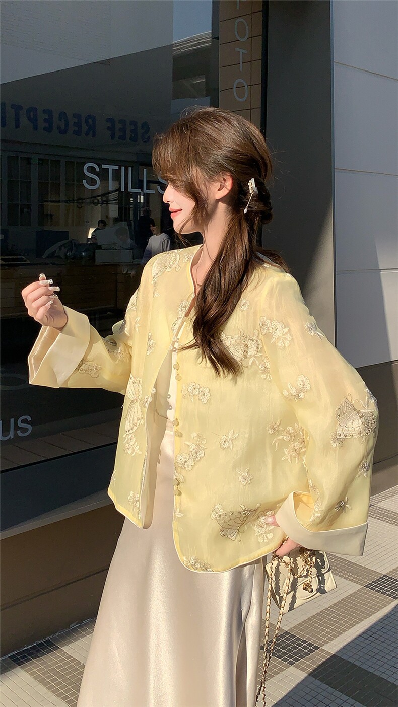 新款上新2025新中式重工立体刺绣防晒外套女85086-208A-P160-K255,女装短外套,浙宝208A