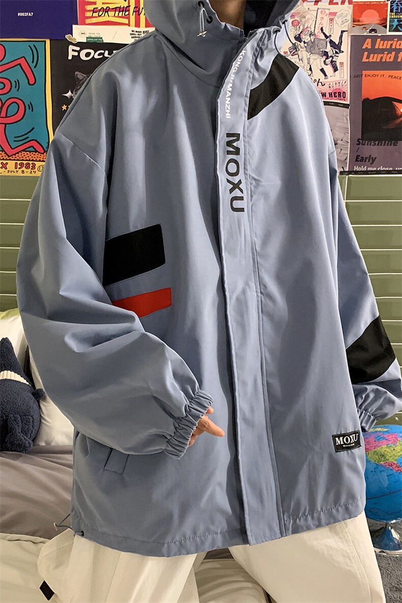 7XL-M连帽港风夹克外套男2021秋季新款高领加肥加大码户外上衣潮,男装夹克,钱塘717(原712)
