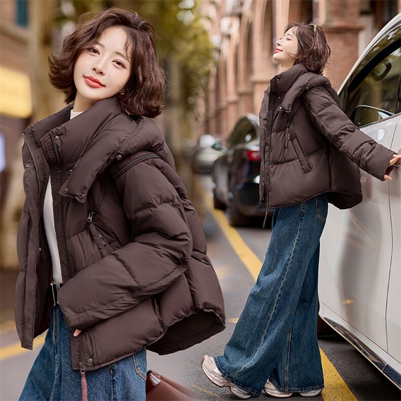 现货2024冬季新款时尚小众设计简约百搭短款羽绒服，女装羽绒服，深水步