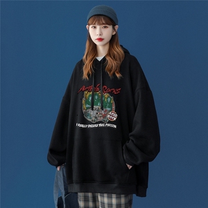 ！ 2024春季新品设计感小众欧美印花连帽卫衣 W242 P35控48图片