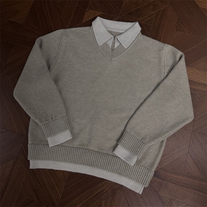 老钱风假两件Polo领毛衣Cleanfit慵懒风潮男秋冬毛衣MY02523-P60图片