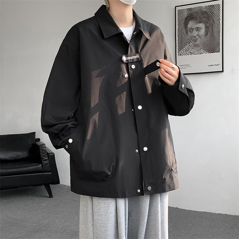 现货JK1113-特批P4525秋设计感刺绣男翻领大码夹克（有里布）,男装夹克,电商A059