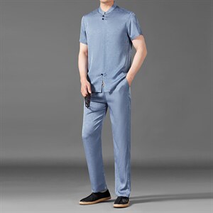 中老年男棉麻短袖中式唐装男风夏季亚麻套装MJ7226-P105图片