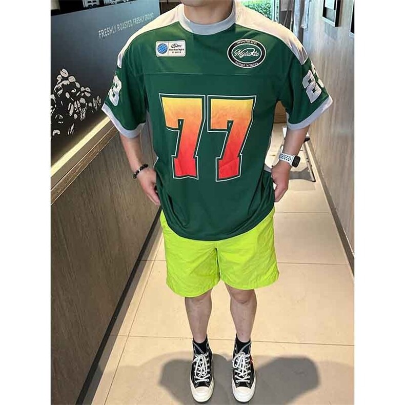 美式户外运动复古运动时尚透气短袖t恤球衣宽松潮牌TA87-P45图片