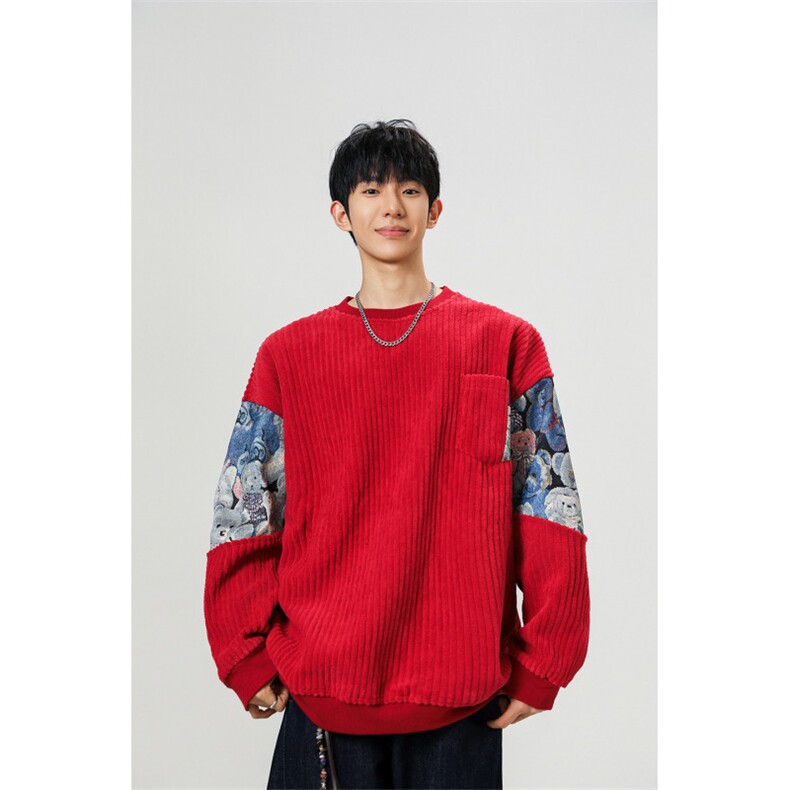 现货WY10065-特P45加绒特P55特殊面料圆领百搭小熊卫衣,男装卫衣,电商A059