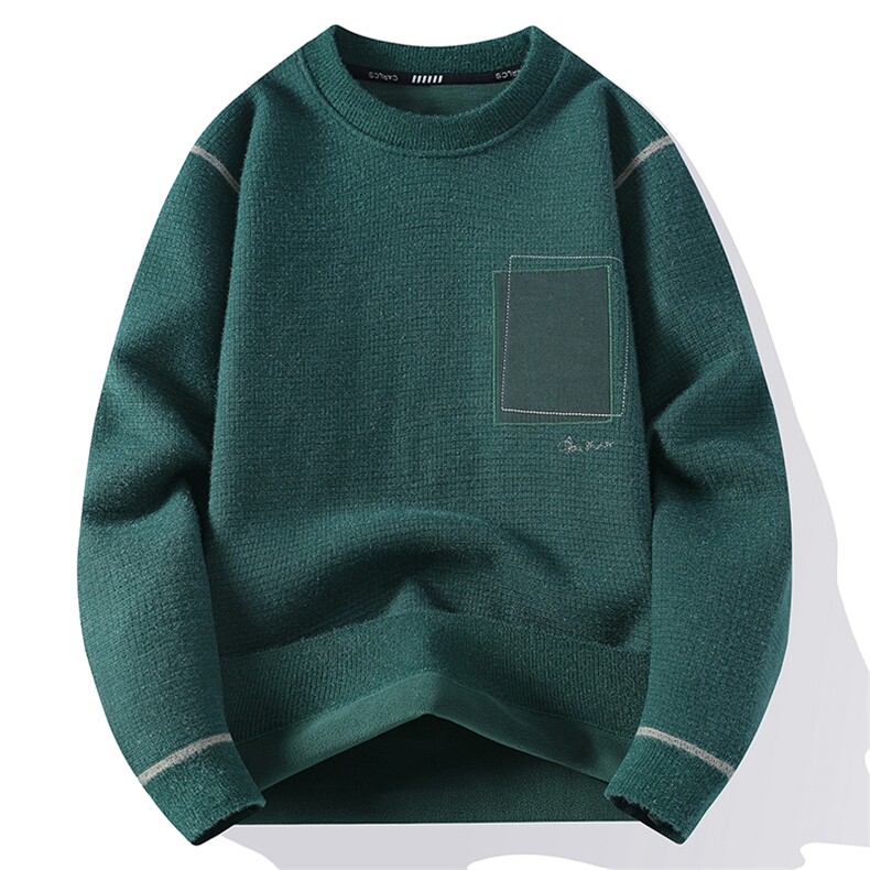 毛衣男秋冬新款高品质圆男士针织加厚一体绒针织毛衣A882-P53图片