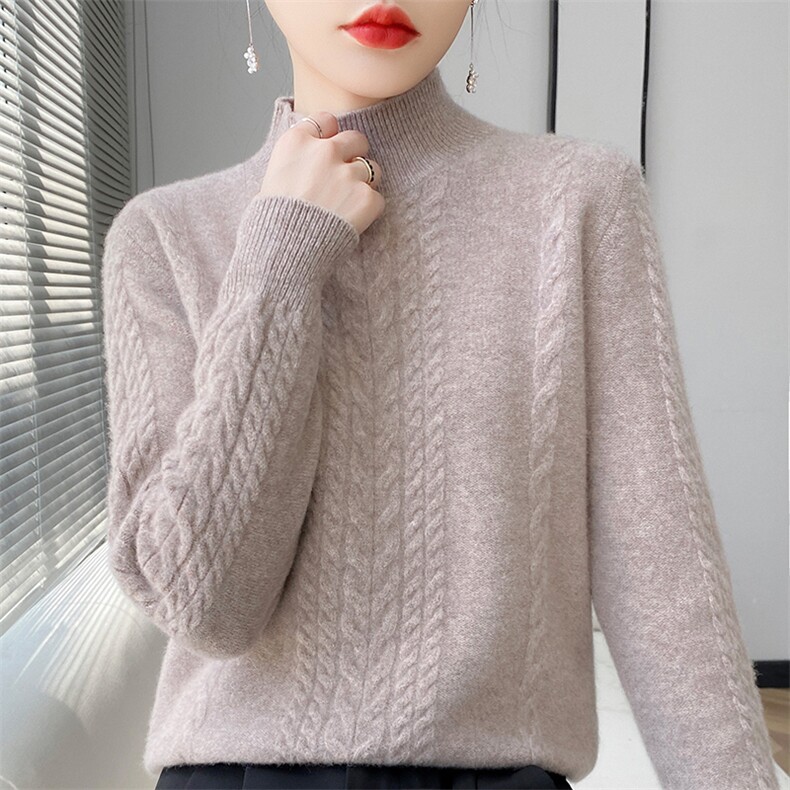 半高领羊毛衫女加厚慵懒风毛衣女秋冬图片