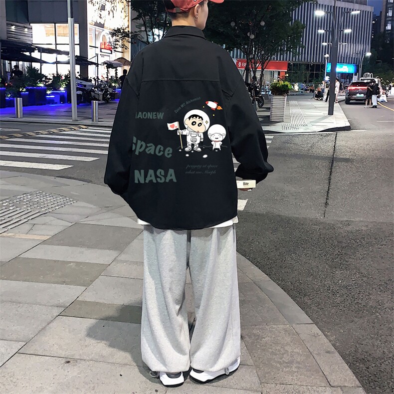 春季长袖衬衫男宽松港风衬衣男外套男CSCS290-P35,男装衬衫,电商B371