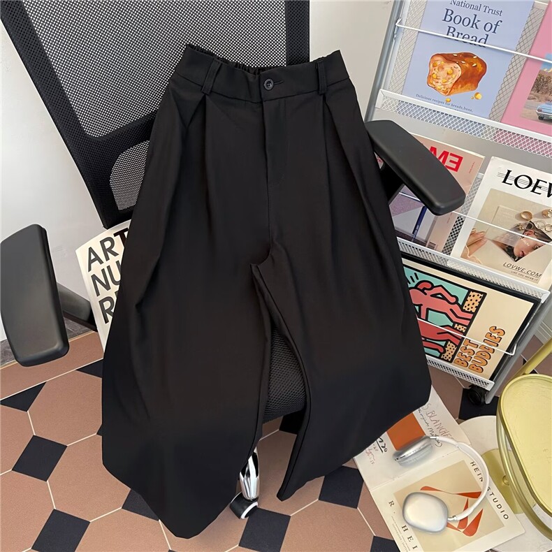 西装裤子春秋季宽松直筒高腰休闲拖地裤垂坠感阔腿裤潮3711P48,男装西裤,星座410-2