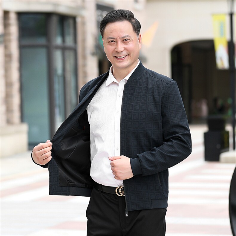 B-N9961男士2023年秋季新款长袖中老年休闲拉链夹克棒球领潮流P63,男装夹克,电商B360