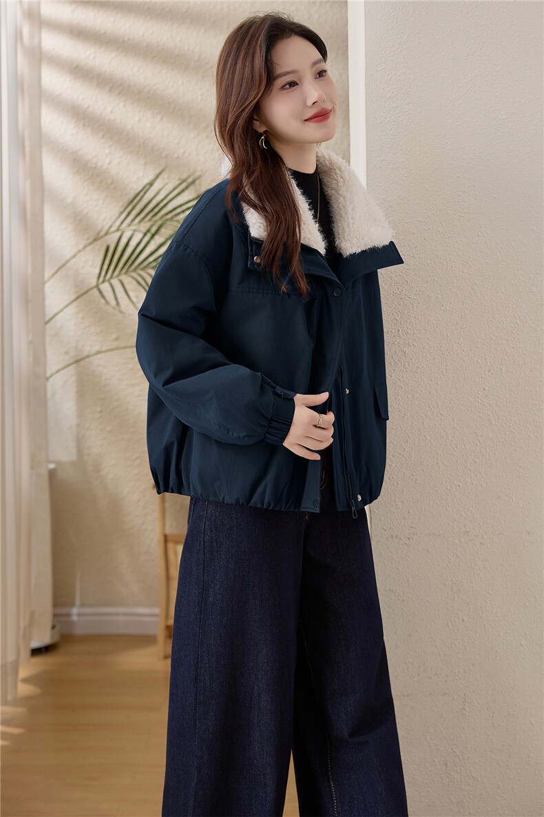 毛绒娃娃领短款棉服女2025冬季新款加厚保暖外套洋气减龄宽松棉衣,女装棉衣/棉服,涵誉