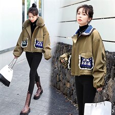 派克服斗篷型百搭加厚2021年秋季时尚潮流长袖，女装短外套，秋水欣儿