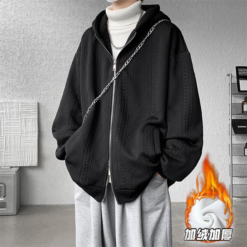 现货WY5528-P75特 大码中性超厚北极绒双拉链开衫外套图片
