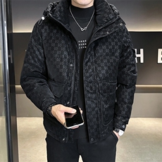 字母暗花贴标PU皮羽绒服外套男上衣控劵后288A329-YR9863-P205，男装羽绒服，电商A329
