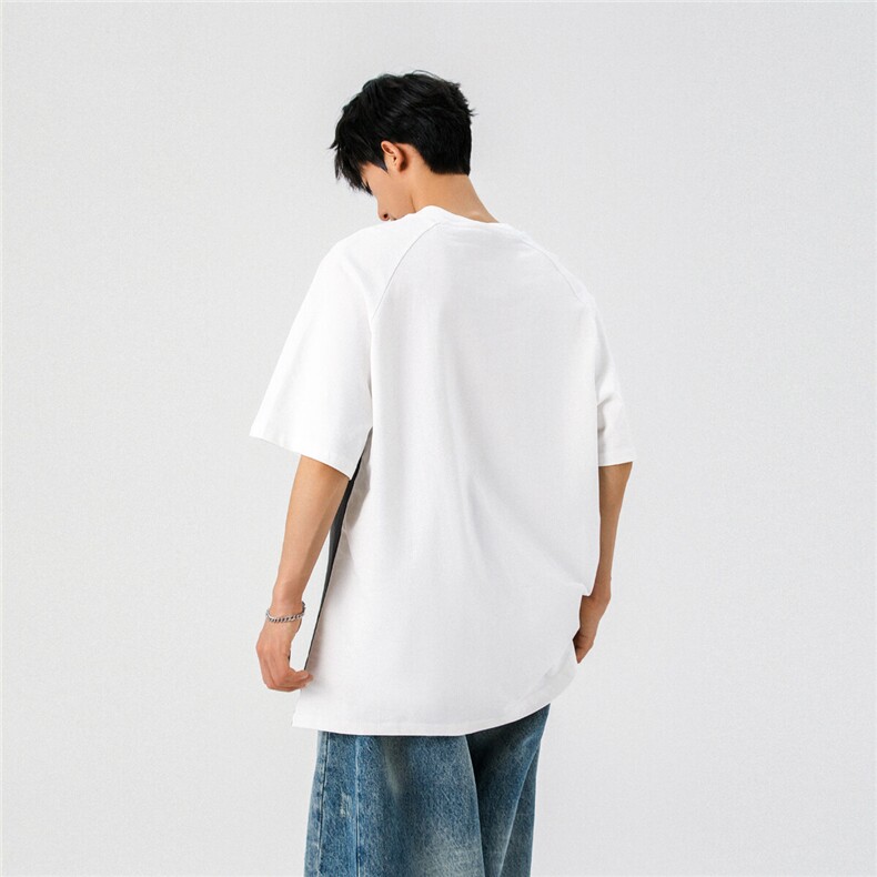 可二开领口拉链肩膀拼接设计大码M-5XL短袖T恤男DX78003P45控68,男装T恤,星座226-1