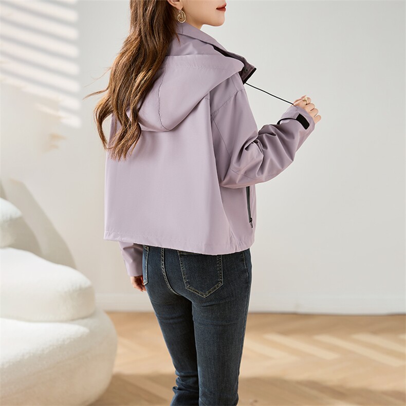 现货！户外冲锋衣女短款外套2024年秋季新款时尚小个子防风上衣,女装短外套,今喜