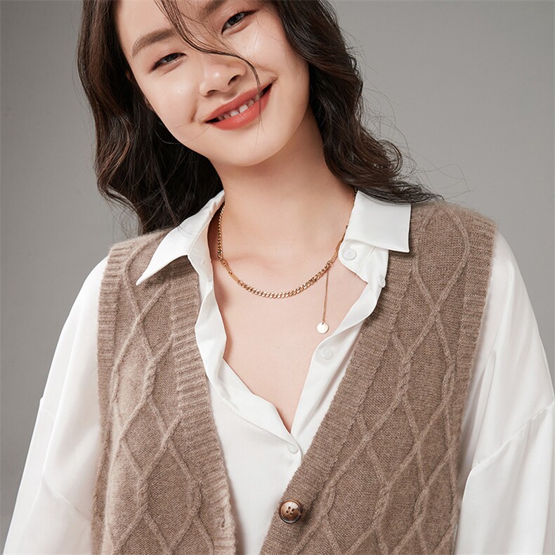 复古羊绒衫女宽松无袖背心马甲坎肩女针织羊绒衫,女装马甲,暖思纯羊绒