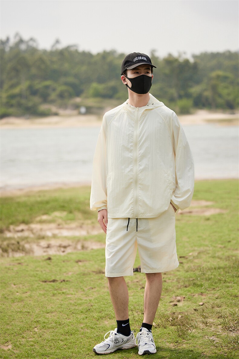 夏季薄款UPF50+防紫外线皮肤衣男宽松钓鱼防晒服套装2360-682-P55,男装休闲套装,星座1403A