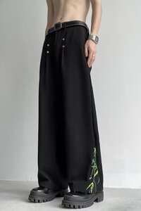 风冰丝坠感休闲裤男  直筒个性显高长裤子KK575/P43图片