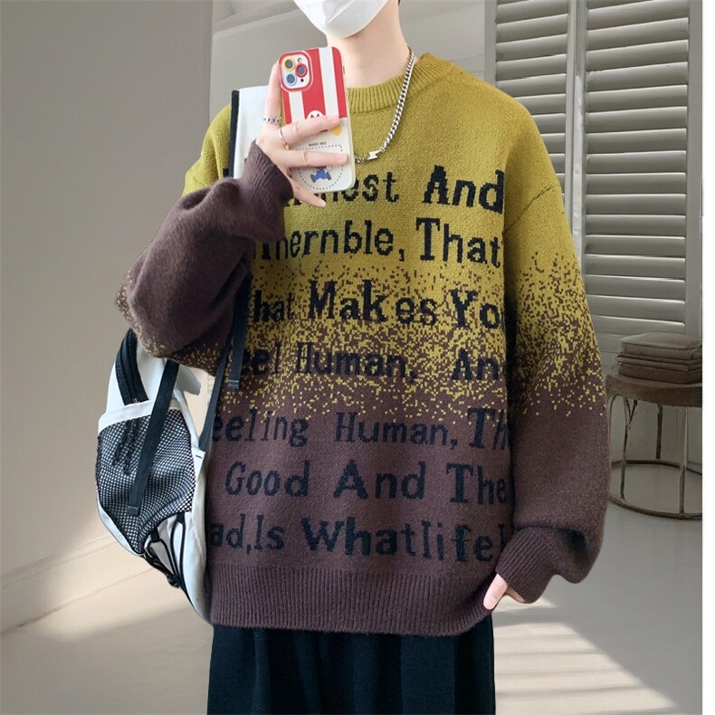 时尚百搭毛衣保暖男春秋美式潮牌宽松休闲针织衫BX721-P70，男装针织衫/毛衣，星座1105-3