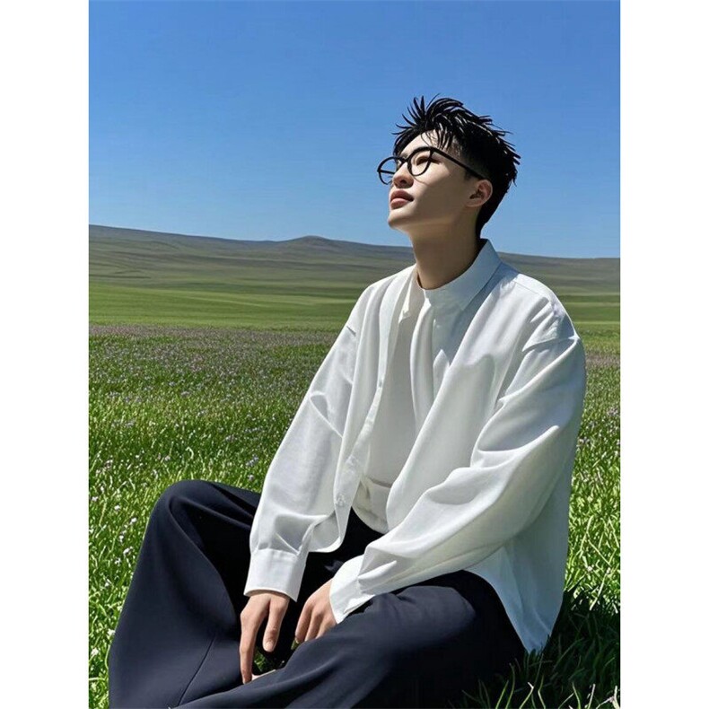 网图泡泡纱夏季潮流衬衫男抖音得物现货可送样A061-AC01011-特P40,男装衬衫,电商A061