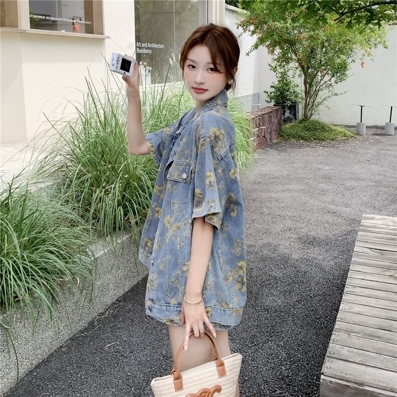 炸街牛仔碎花套装-2C105-1059-P145-K218,女装套装/套裙,2C105