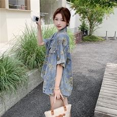 炸街牛仔碎花套装-2C105-1059-P145-K218，女装套装/套裙，2C105