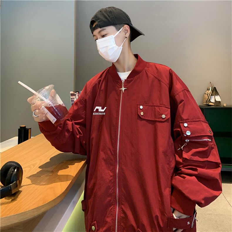 A737-P67春秋季美式复古飞行员夹克男款潮牌宽松工装棒球服外,男装夹克,星座512-6