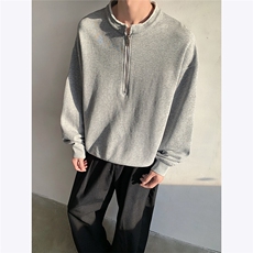 春装新款400克美式复古水洗宽松短款套头半拉链卫衣男外套潮P68，男装卫衣，电商C306-1