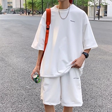 男原宿休闲套装夏季慵懒五分裤新款潮流五分袖时尚流行文艺气质，男装休闲套装，星座716-3