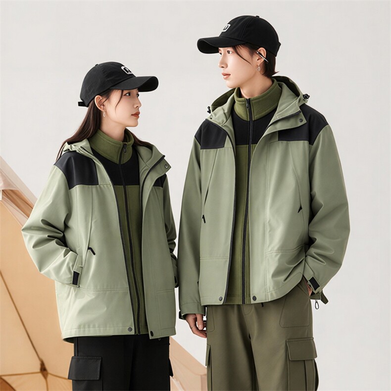 三合一冲锋衣连帽外套摇粒加绒二件套星座1512-2881&2882-P65，男装夹克，星座1512