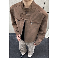 美式潮流皮衣外套男春秋季新款复古百搭拉链宽松机车服pu皮夹克潮，男装夹克，星座715-4