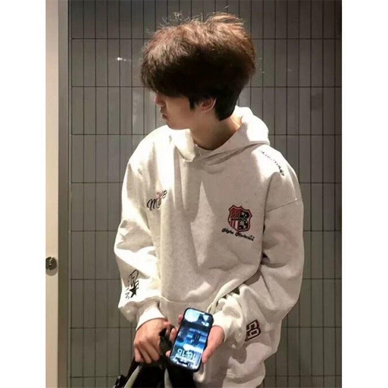 徽章刺绣连帽卫衣男女春秋季重磅设计感情侣上衣WW101,男装卫衣,星座1116A（原606A-3）