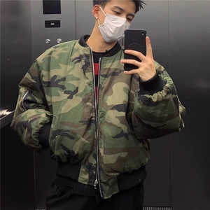 美式高街飞行员两面穿迷彩棉服男女冬季boomber加厚短款棉衣外套图片