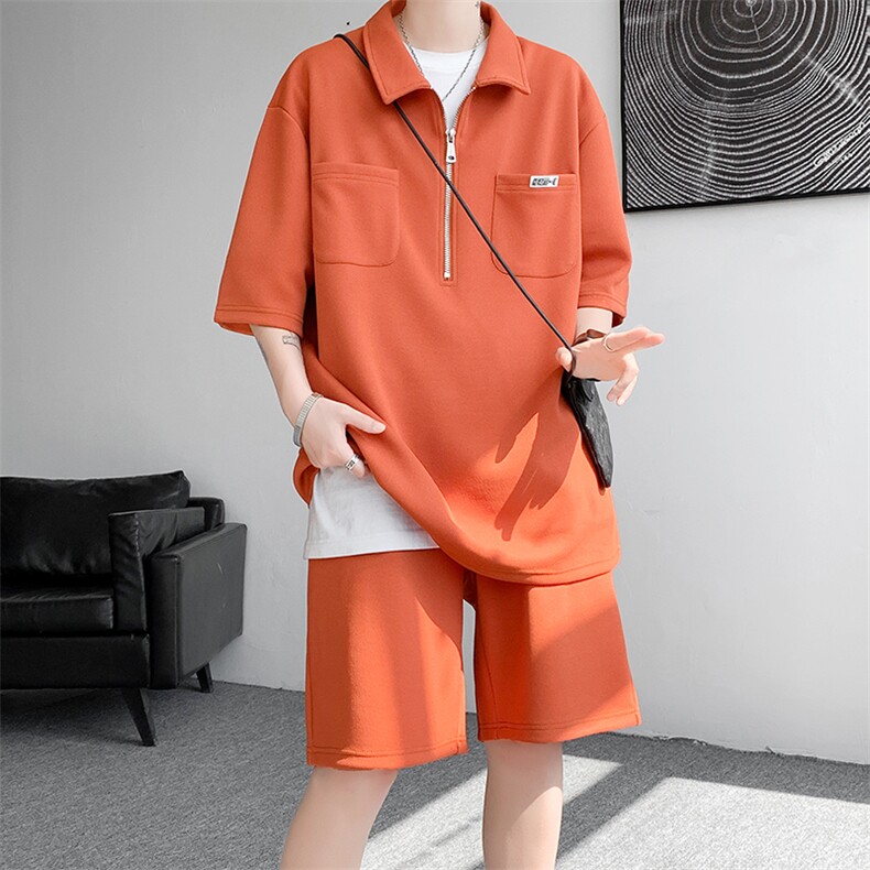 TZ2333-P65控88夏季POLO衫短裤t恤休闲宽松大码两件套短袖套装男,男装牛仔裤,电商D232