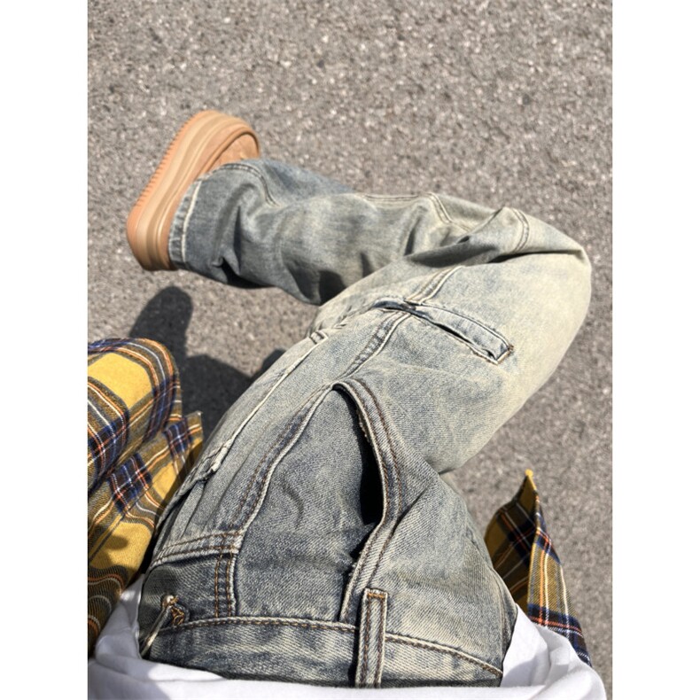 【有货】美式复古cleanfit牛仔裤男宽松直筒vibe风裤子820LL-P48，男装牛仔裤，星座1007（原301D）