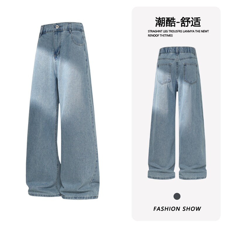 B221美式ins高街暗黑百搭宽松直筒牛仔裤LK25600-特P38控68,男装牛仔裤,电商B221