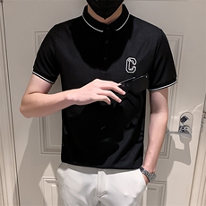 白色2023社会小伙修身绣花短袖polo衫男士短袖T恤PL513-P48控价68，男装Polo衫，电商A108