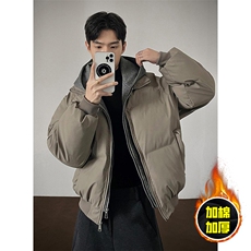 现货高品质重磅工艺美式高街假两件PU皮棉衣男女加厚棉服外套，男装棉衣，电商A443