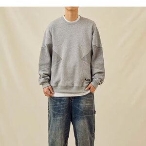 LD834-P37 2025新款秋季男款日系休闲圆领卫衣男士拼接外套图片