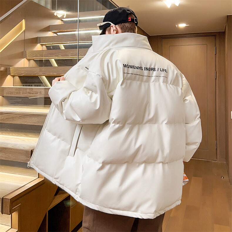 男士皮棉衣冬季加厚立领棉服潮棉袄字母印花青年A266-PY2101-P80,男装棉衣,电商A266