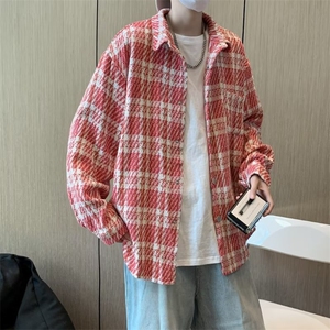 小香风格子衬衫秋季夹克外套男图片