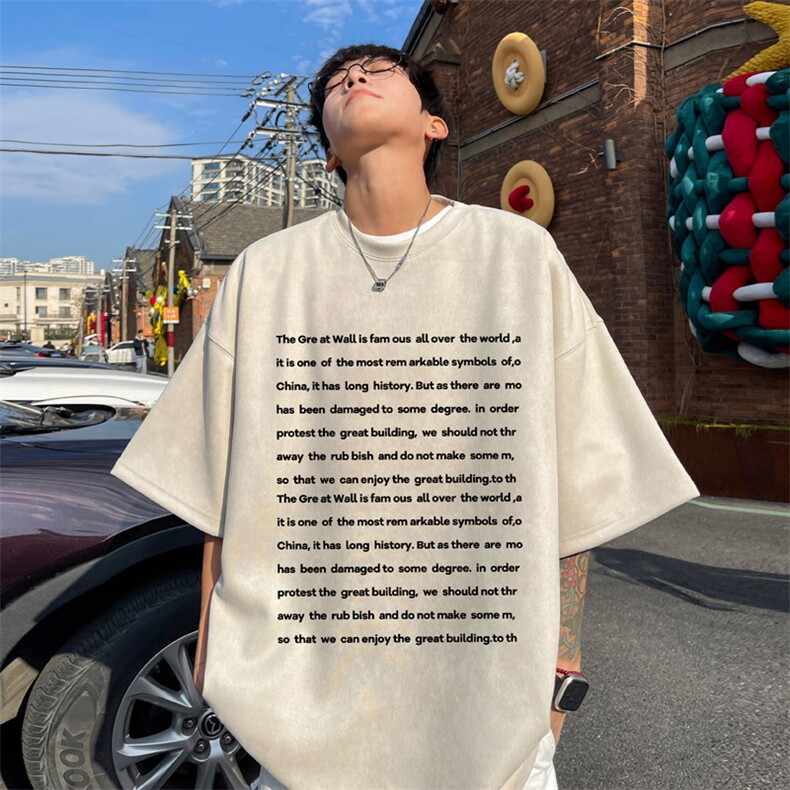 量大优 供视频 重磅麂皮绒短袖t恤男 JT526-特p19图片