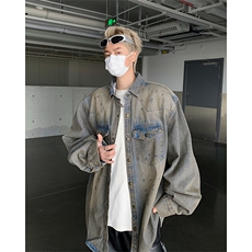F419P70男生秋装新中式潮牛仔外套男复古宽松水洗做，男装工装外套，星座512-6