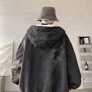 控价158牛仔棉衣男大码加绒羊羔绒牛仔棉服男棉袄NM53382-P140