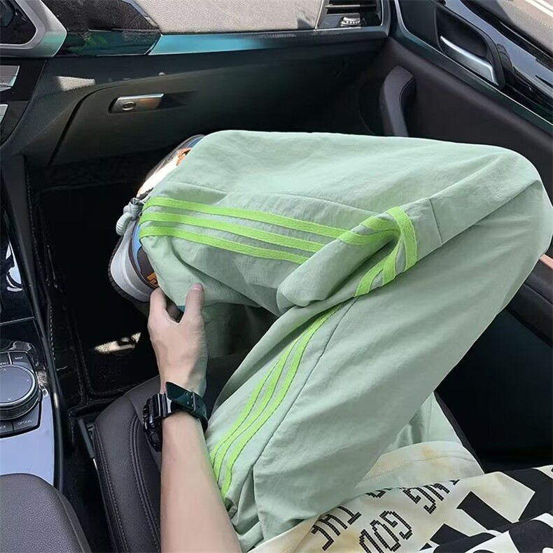 多巴胺速干休闲裤男潮流三条杠撞色宽松直筒高密塔丝隆KA604,男装休闲裤,星座1116A-1（原606A）