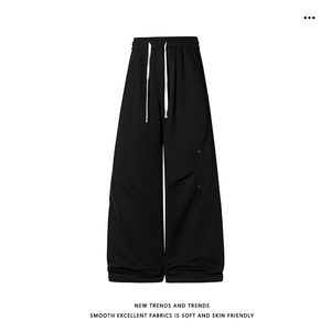 M-5XL 华棉62%铆钉斜切坠感百搭宽松美式卫裤X1590特批35图片